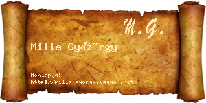 Milla György névjegykártya